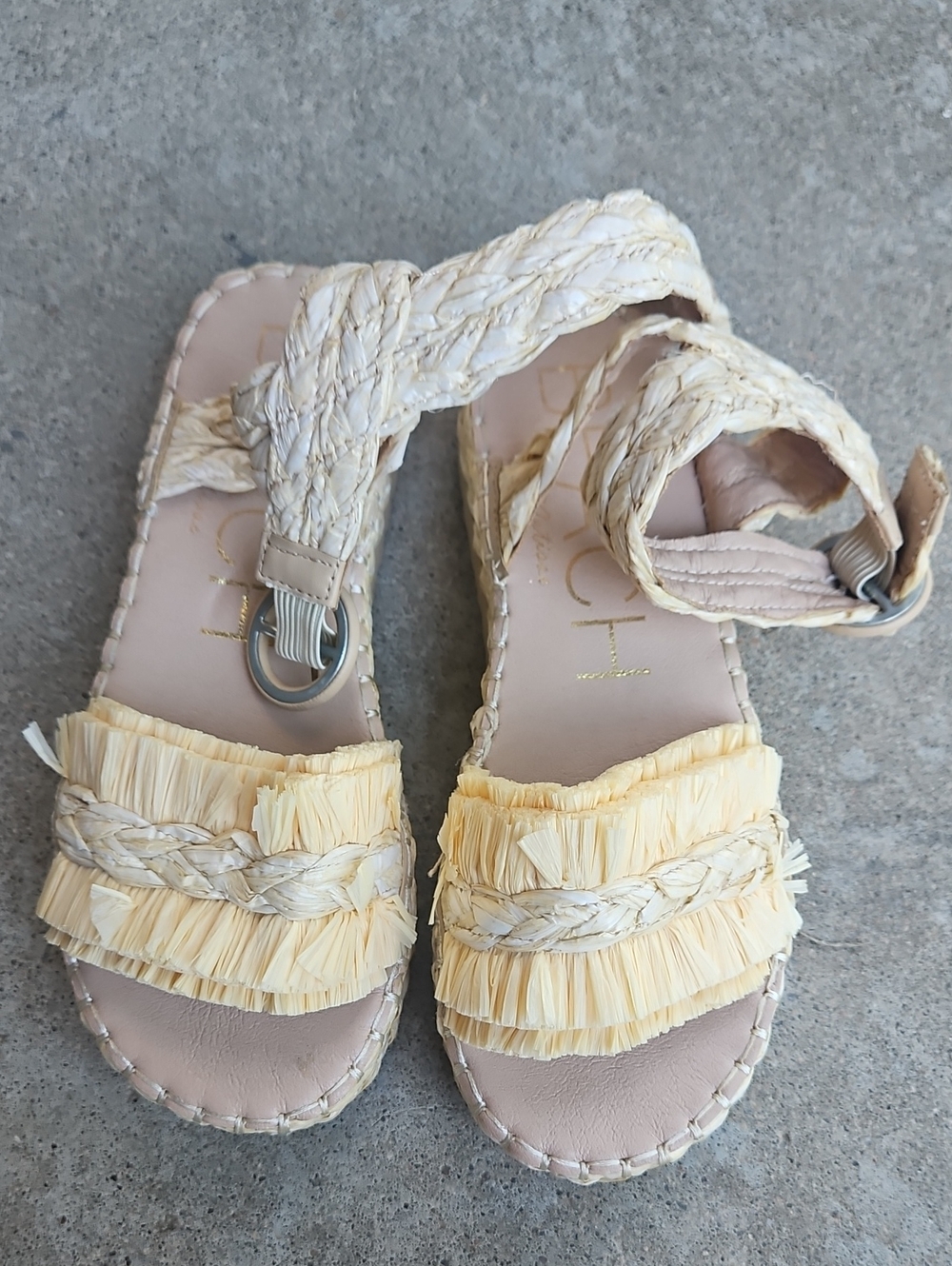 Fringed Raffia Espadrille Sandals - Cream